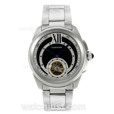 Cartier Calibre de Cartier Tourbillon Automatic with Black Dial S/S