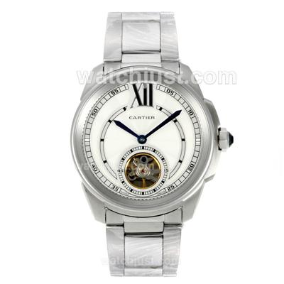 Cartier Calibre de Cartier Tourbillon Automatic with White Dial S/S