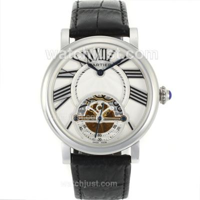 Cartier Calibre de Cartier Tourbillon with White Dial-18K Plated Gold Movement