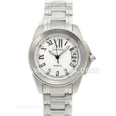 Cartier Calibre de Cartier with White Dial S/S - New Version