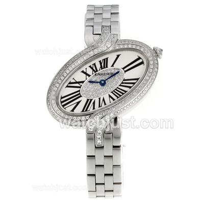 Cartier Delices de Cartier Diamond Bezel with White Dial S/S