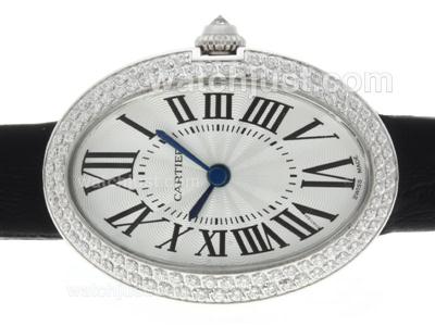 Cartier Classic Diamond Bezel with White Dial-Lady Size