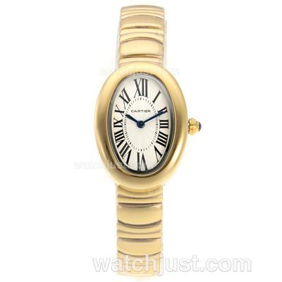Cartier Classic Full Gold with White Dial-Lady Size