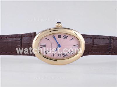 Cartier Classic Gold Case with Pink Dial-Lady Size