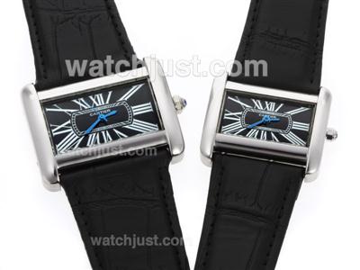 Cartier Classic with Black Dial Couple Watch