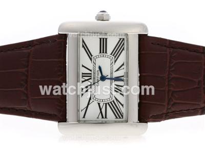 Cartier Classic with White Dial-Leather Strap