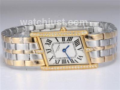 Cartier Lanieres Two Tone with Diamond Bezel-White Dial Lady Model