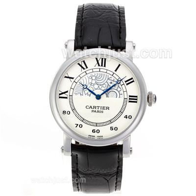Cartier Rotonde White Dial with Leather Strap