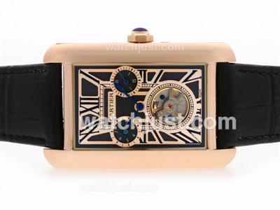 Cartier Tourbillon Automatic Rose Gold Case with Black Dial