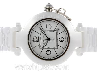 Cartier Pasha Authentic White Ceramic with White Dial