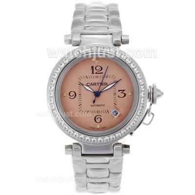 Cartier Pasha Automatic Diamond Bezel with Champagne Dial S/S