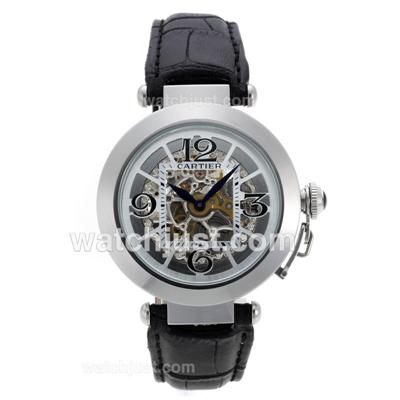 Cartier Pasha de Cartier Automatic with Skeleton Dial-Leather Strap