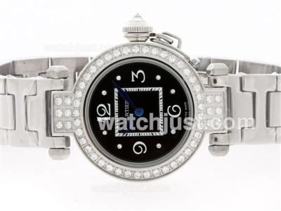 Cartier Pasha Diamond Bezel and Marking with Black Dial -Lady Size