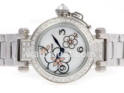 Cartier Pasha Diamond Bezel with White Flower Dial-Lady Size