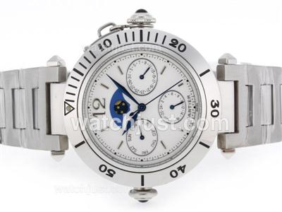 Cartier Pasha Moon Phase Automatic with White Dial S/S