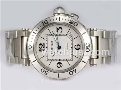 Cartier Pasha Seatimer Swiss ETA 2824 Movement with White Dial