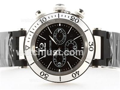 Cartier Pasha Seatimer Working Chrono Black Dial-Same Structure As 7750-High Quality