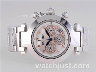Cartier Pasha Working Chronograph Diamond Marking with MOP Dial