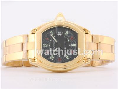 Cartier Roadster Automatic Full Gold with Black Dial-Number Marking