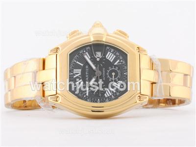 Cartier Roadster Automatic Full Gold with Black Dial