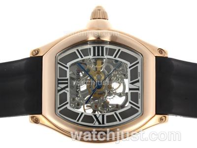 Cartier Roadster Automatic Rose Gold Case with Black Skeleton Dial