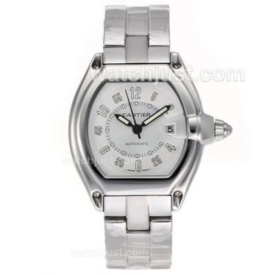 Cartier Roadster Automatic with White Dial-Number Marking