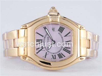 Cartier Roadster Full Gold with Pink Dial-Lady Size