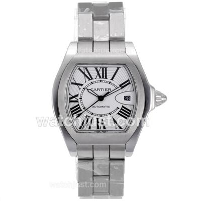 Cartier Roadster Swiss ETA 2824 Movement with White Dial S/S