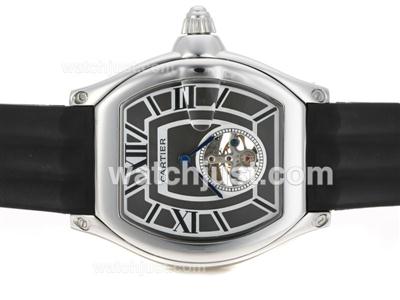 Cartier Roadster Tourbillon Manual Winding with Black Dial-Rubber Strap
