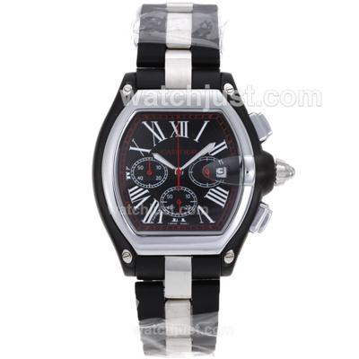 Cartier Roadster Working Chronograph with Black Dial-Black Rubber Coated