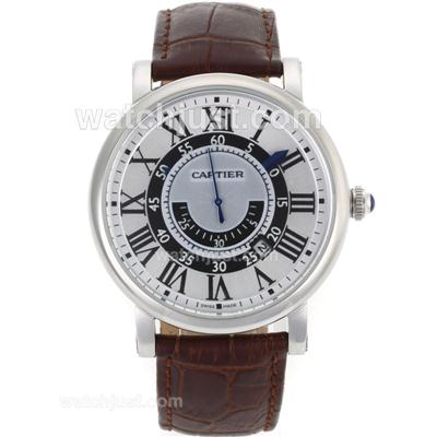 Cartier Rotonde de Cartier Automatic with Black Markers-Leather Strap