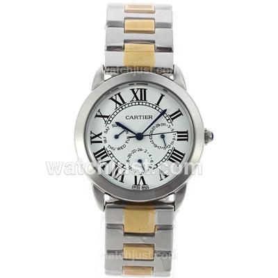 Cartier Rotonde de Cartier Chronograph Two Tone with White Dial S/S