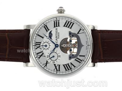 Cartier Rotonde de Cartier Tourbillon Automatic with Black Markers-Leather Strap