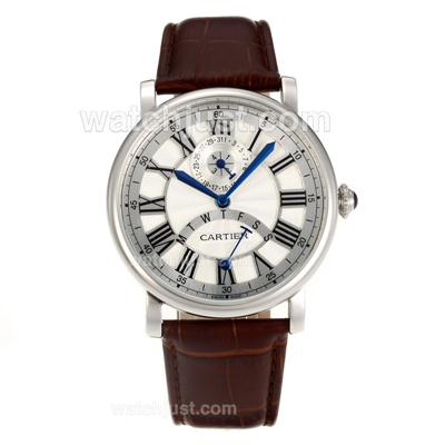 Cartier Rotonde de Cartier with White Dial-Leather Strap