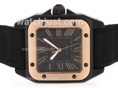 Cartier Santos 100 Automatic PVD Case with Nylon Strap