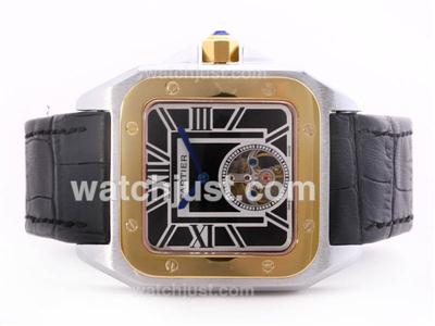 Cartier Santos 100 Automatic Tourbillon Two Tone With Black Dial