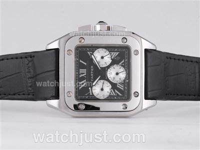 Cartier Santos 100 Automatic with Black Dial