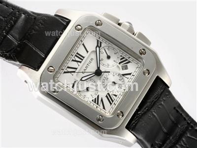 Cartier Santos 100 Automatic with White Dial