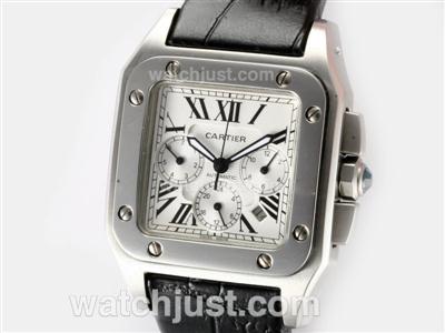 Cartier Santos 100 Automatic with White Dial