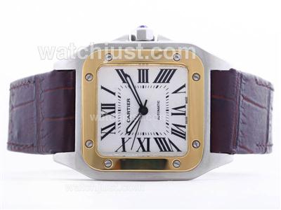 Cartier Santos 100 Swiss ETA 2836 Movement Two Tone Case