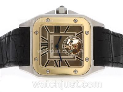 Cartier Santos 100 Tourbillon Automatic Two Tone Case with Gray Dial