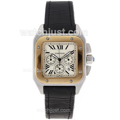 Cartier Santos 100 Two Tone Working Chronograph -Same Chassis As 7750-High Quality