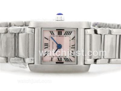 Cartier Tank Francaise with Pink Dial S/S- Lady Size