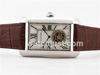 Cartier Tank Americaine Tourbillon Automatic with White Dial