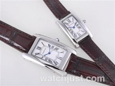 Cartier Tank Americaine with White Dial-Couple Watch