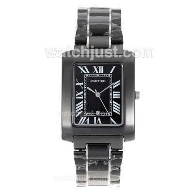 Cartier Tank Full Black Authentic Ceramic with Black Dial