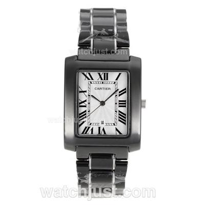 Cartier Tank Full Black Authentic Ceramic with White Dial