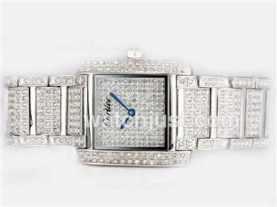 Cartier Tank Full Diamond Bezel and Dial-Lady Model