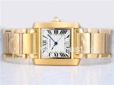 Cartier Tank Full Gold with White Dial