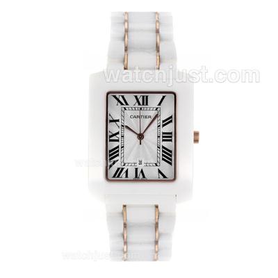 Cartier Tank Full White Authentic Ceramic with White Dial
